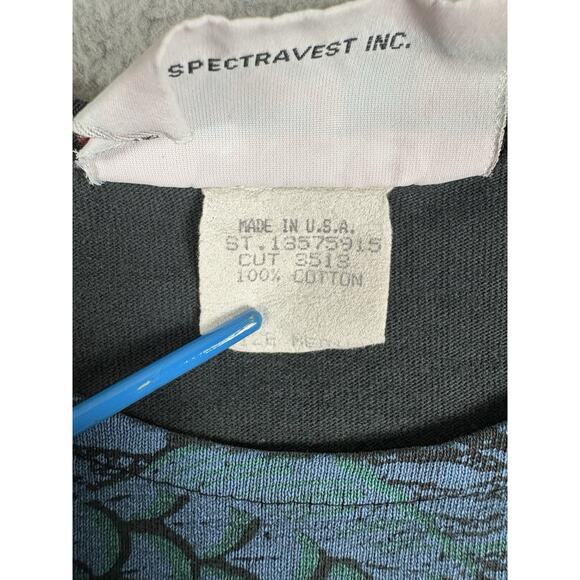 Vtg Bacio Top Women’s Medium Multicolor Fish Print Crop T-shirt USA 80s 90s - Picture 3 of 10